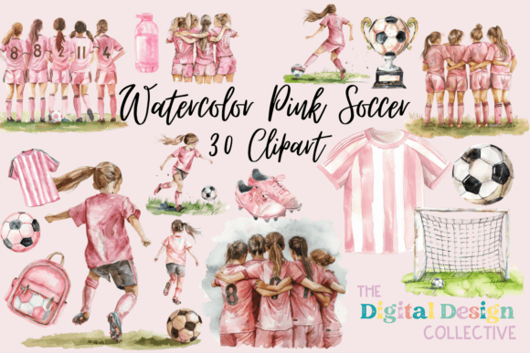 Download Watercolor Pink Soccer Clipart Bundle - Premium Bundle
