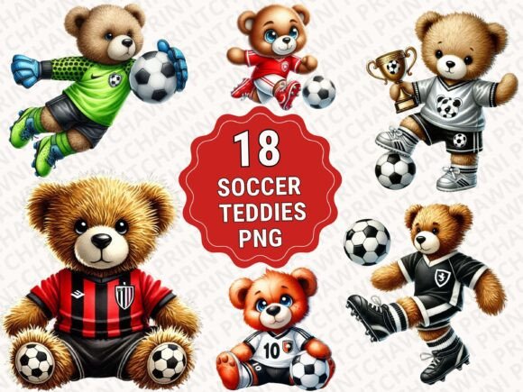 Download Soccer Teddies Clipart PNG Bundle - Premium Resources