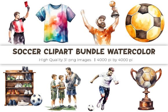 Download Soccer Clipart Bundle Watercolor - Premium Resources